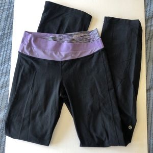Lululemon black and lavender bootcut workout pants